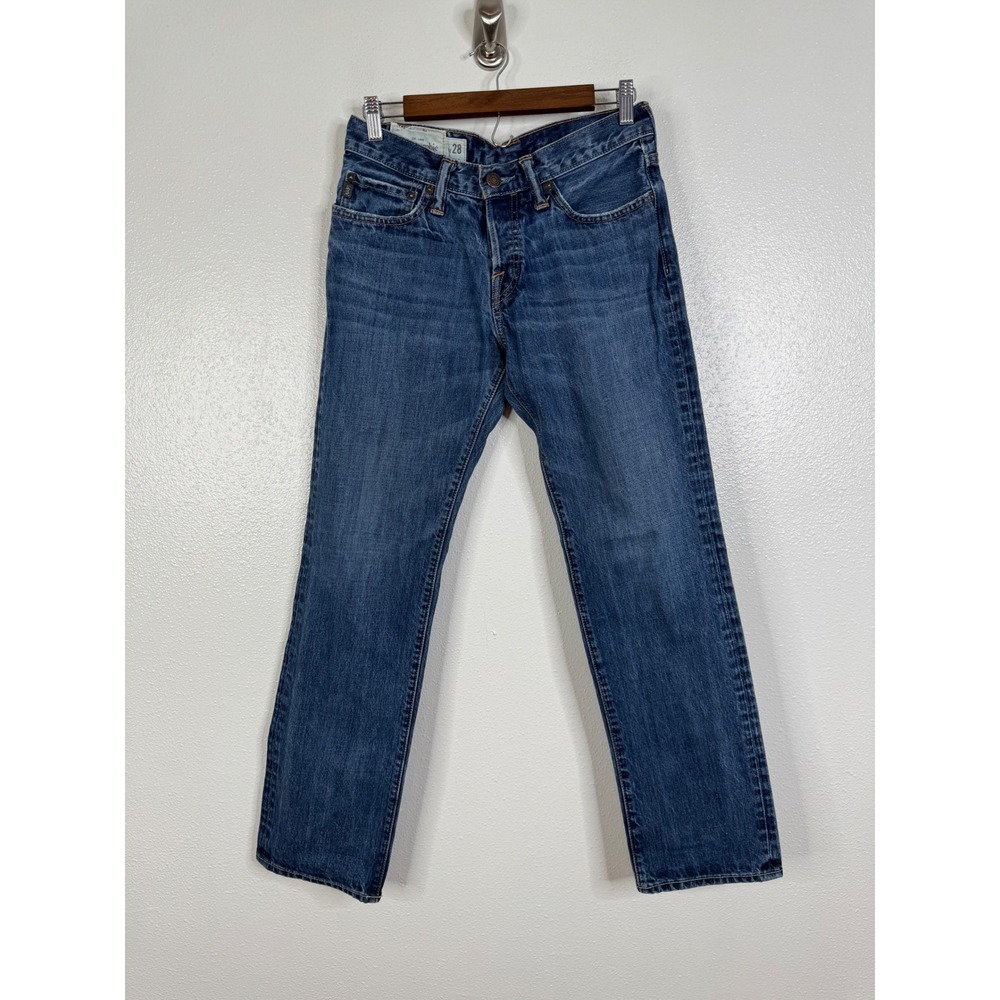 Abercrombie & Fitch Mens Straight Leg Jeans Medium Wash Blue 28x30 Cotton Denim